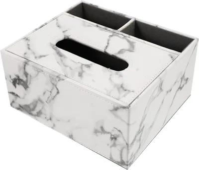 Produktbild von Marmorkarton Box Für Papiertaschentücher 1 Stück, Dekorativer Serviettenspender Mit Fernbedienungshalter, Für Wohnzimmer Büro Schlafzimmer