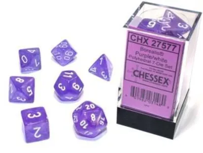 Zdjęcie produktu dla Chessex - Borealis - Zestaw 7 kostek - fioletowy/biały