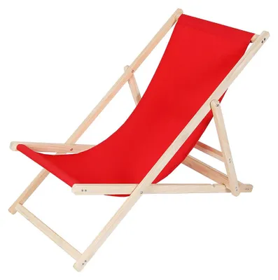 Produktbild von Sonnenliege Rot Strandmöbel Campingstuhl Holz klappbar Faltsitz Balkonsessel