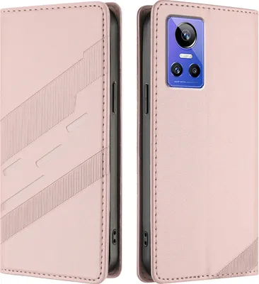 Produktbild von Hülle für Realme GT Neo 3, Kunstleder Brieftaschen Handyhülle mit Kartenfach und Standfunktion Pink