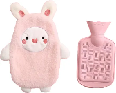 Produktbild von Premium-Wärmflasche mit weichem Deckel, abnehmbare Wärmflasche für Kinder und Erwachsene, sicher und langlebig, wärmende Wärmflasche aus Naturkautschuk, das beste Geschenk