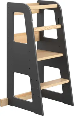 Imagen del producto de Torre de aprendizaje para niños a partir de 1 año, estilo Montessori. Altura ajustable en 3 niveles. Taburete con sistema antideslizante. Ayuda para que los más pequeños ayuden en la cocina. Seguro y estable, soporta hasta 50 kg