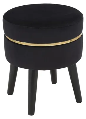 Immagine prodotto di Sgabello Paris tondo in velluto nero con profilo oro 35x40,5 cm
