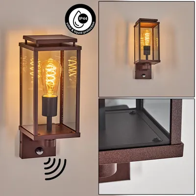 Produktbild von Castelbuono Außenwandlampe m. Bewegungsmelder aus Metall/Glas in Rost-/Rauchfarben