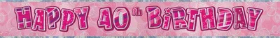 Produktbild von Unique Folien-Banner zum 40. Geburtstag, rosa, 274 x 13 cm