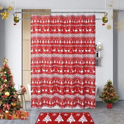 Immagine prodotto di Tenda da doccia invernale, decorazione moderna rossa, 35 x 72 cm