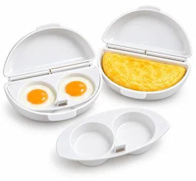 Produktbild von Mikrowellen Eierform, Eierkocher 3er Set, Dampfgarform aus PP für die einfache Zubereitung von Eiern, Weiß