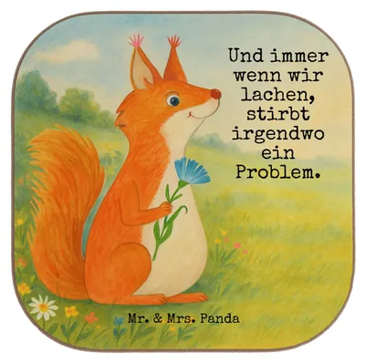 Produktbild von Mr. & Mrs. Panda Tischuntersetzer Eichhörnchen Blume Design - Weiß - Geschenk, weinuntersetzer, Untersetzer, Motivation Sprüche, Spaß, Lustige, gläseruntersetzer, Lachen