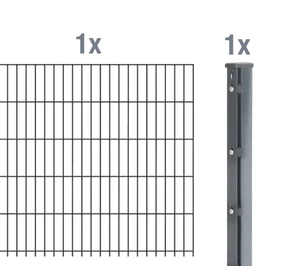 Immagine prodotto di Alberts 645649 Recinzione a doppia rete metallica come set completo, antracite, altezza 103 cm, lunghezza 2,5 m