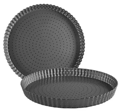 Quicheform 26 cm, antihaftbeschichtet, perforiert, herausnehmbarer Boden