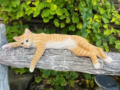 Produktbild von Design Dekofigur Katze liegend für Kante oder Fensterbrett 23x58cm aus Poly Wohnzimmer Tierfigur Garten Deko Modern Gartendeko Gartenfigur