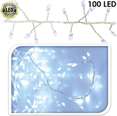 Produktbild von 100 LED Cluster Lichterkette Draht Silber Weiß
