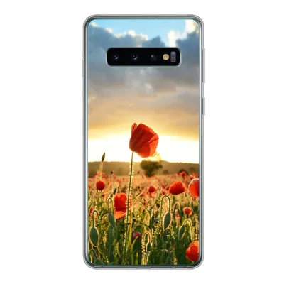Produktbild von MuchoWow® Handyhülle Schutzhülle Hülle für Samsung Galaxy S10 Bunter Himmel über vielen Mohnblumen Silikon Softcase Handy Hülle - Handytasche