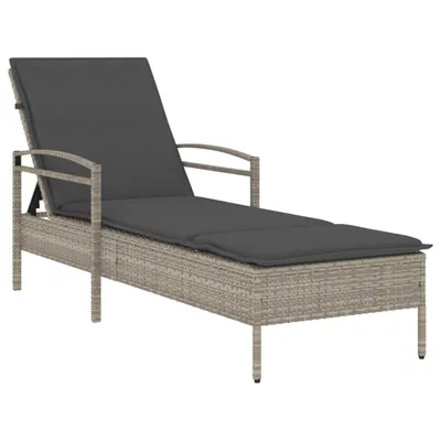 Produktbild von vidaXL Sonnenliege mit Auflage Hellgrau 63x200x81 cm Poly Rattan