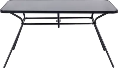 Zdjęcie produktu dla BELIANI Stół ogrodowy czarny 140 x 80 cm sześcioosobowy metalowy styl industrialny balkon taras blat hartowane szkło
