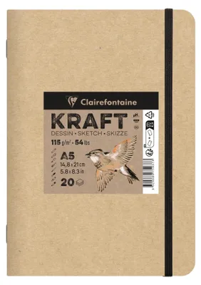 Immagine prodotto di Blocco di carta kraft Clairefontaine 115 g/m², 20 fogli, A5 – A4 - A4
