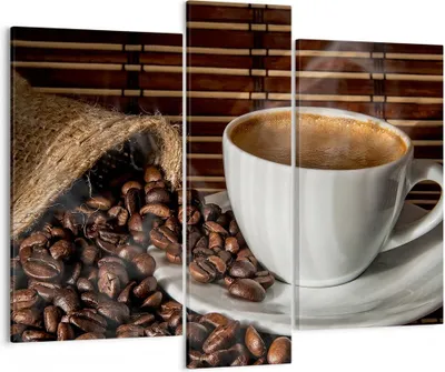 Produktbild von Bild auf Leinwand - Leinwandbild - Aroma Kaffee Getreide - 95x80cm - Wand Bild - Wanddeko - Leinwanddruck - Bilder - Kunstdruck - Wanddekoration - Leinwand bilder - Wandkunst - CB95x80-2382