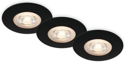 Immagine prodotto di BRILONER- Set di 3 luci LED da incasso a soffitto, luci da incasso ultrapiatte, faretti da incasso per bagno, faretti da incasso per bagno IP65, nero opaco, 90x25 mm (DxH)