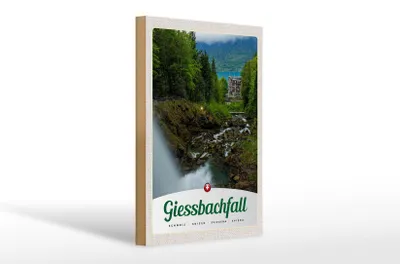 Produktbild von Holzschild Reise 20x30cm Giessbachfall Wald Wasserfall Natur