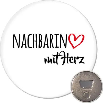 Produktbild von Huuraa Magnet Nachbarin mit Herz 59mm Kühlschrankmagnet rund Flaschenöffner Geschenkidee