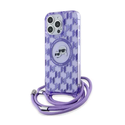 Produktbild von Karl Lagerfeld KLHMP15XHCKCKLCU iPhone 15 Pro Max 6.7" lila hardcase IML Crossbody Monogram Karl & Choupette Head MagSafe Schutzhülle