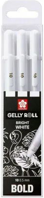 Image de SAKURA POXPGBWH3B Roller à encre gel Gelly Roll Real White 0,5 mm
