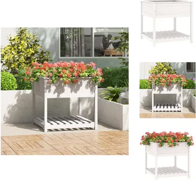Zdjęcie produktu dla vidaXL Donica z półką biała 82,5x82,5x81 cm lite drewno sosnowe - Donice i doniczki