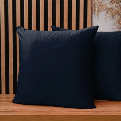 Obrázek produktu pro MG Design, sada 2 povlaků na polštáře, 55 x 55 cm, tmavě modrá – s zipem, sametově měkká s jemným leskem, snadno se udržuje a je odolná