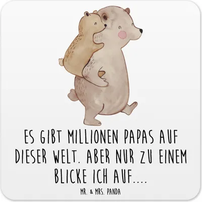 Produktbild von Mr. & Mrs. Panda Untersetzer für Gläser Papa Bär 6er Set - Weiß - Geschenk, Vatertag, Tischuntersetzer, Muttertag, Vater, Coaster, Tassen-Untersetzer, Geburtstag