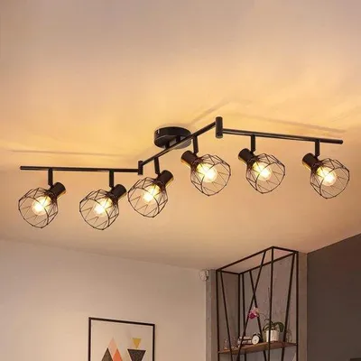 Obrázek produktu pro Černý LED nástěnný reflektor, 6 žárovek, kulatý, 350°, E14 – svítidla do obývacího pokoje, jídelny a ložnice