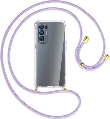 Produktbild von Handykette Backcover-Schutzhülle mit Band (Metall goldfarben) für Oppo Reno5 Pro Plus 5G - violett