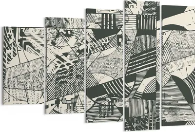 Produktbild von Bild auf Leinwand - Leinwandbild - 5 Teile - Abstraktion Vintage Schwarz - 150x100cm - Wand Bild - Wanddeko - Wandbilder - Leinwanddruck - Bilder - Wanddekoration - Leinwand bilder - EG150x100-5052