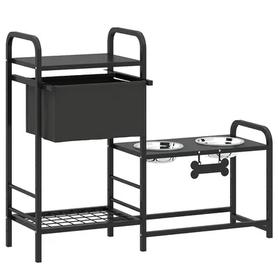 Produktbild von Hundenapf Erhöht Erhöhter Höhenverstellbar Futternapf 5x27x74 cm Schwarz