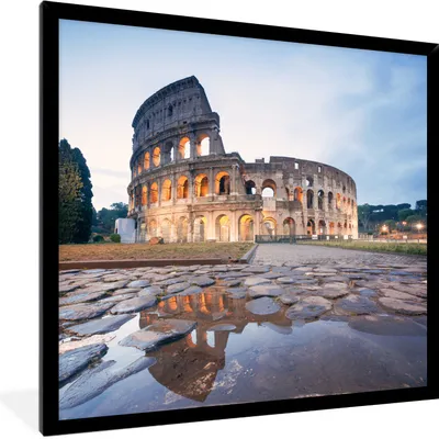 Produktbild von MuchoWow® Gerahmtes Poster Das Kolosseum in Italien mit Sonnenaufgang 40x40 cm - Poster mit Schwarzem Bilderrahmen Wandposter Rahmen Foto Bilder - Mit Rahmen - Wanddekoration Schlafzimmer