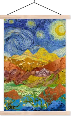 Produktbild von MuchoWow® Textilposter Van Gogh - Alte Meister - Malerei 120x180 cm mit holzfarbenen Rahmen - Textil-Plakat