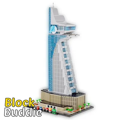 Produktbild von SuperHero City Diorama – 1395 Teile – „Heldenturm“ – Futuristisches Micro-Scale Klemmbaustein Set