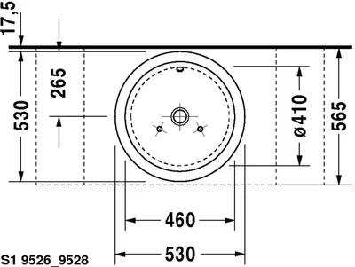 Produktbild von Duravit Duravit Aufsatzbecken STARCK 1 m ÜL o HLB d= 530mm geschl o HL we WG