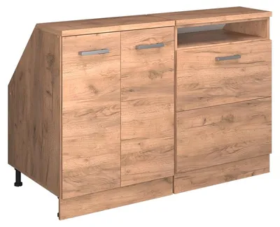 Produktbild von Küchenschrank für Dachschrägen Vicco R-Line Goldkraft Eiche 120 cm 2er Set Schrankkorpuss 60 cm Tiefe, Model 60292