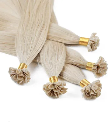 Produktbild von hair2heart Bonding Extensions Echthaar glatt 10/1 hellblond -lichtblond asch- 25 Strähnen 0.5g 50cm, Echthaar Extensions für langanhaltende Haarverlängerung