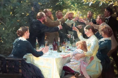Produktbild von Peter Severen Kroyer Kunstdruck Bild - Hip, Hip, Hurra! Künstlerfest In Skagen, 1888 (80 x 120 cm)