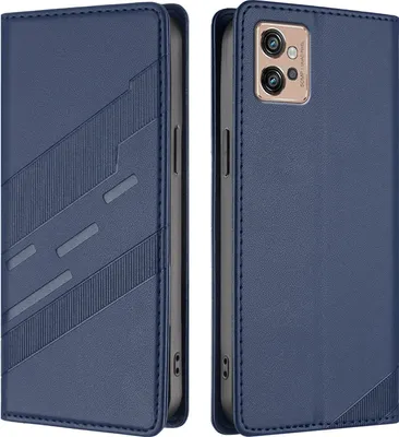 Produktbild von Hülle für Motorola Moto G32, Kunstleder Brieftaschen Handyhülle mit Kartenfach und Standfunktion Blau