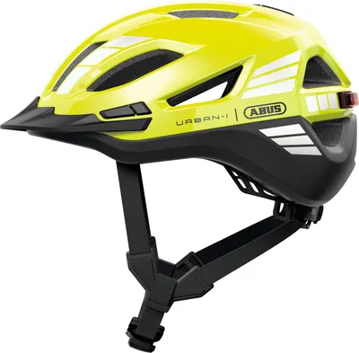 Immagine prodotto di ABUS Urban-I 4.0 ACE city - casco da bici con luce posteriore ricaricabile, 4 modalità di illuminazione, visiera, apertura a codino e chiusura magnetica - per adolescenti, donne e uomini - taglia XL, giallo