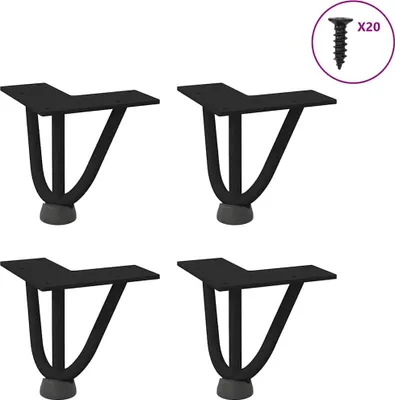 Immagine prodotto di Gambe a forcella 4 pezzi nero 10 cm in acciaio massiccio
