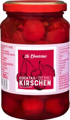 Produktbild von Cocktail-Kirschen rot mit Stiel, 390 g
