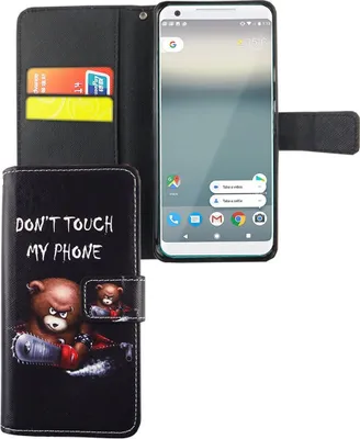 Produktbild von Handyhülle Tasche für Handy Google Pixel XL 2 Schriftzug Bär mit Kettensäge