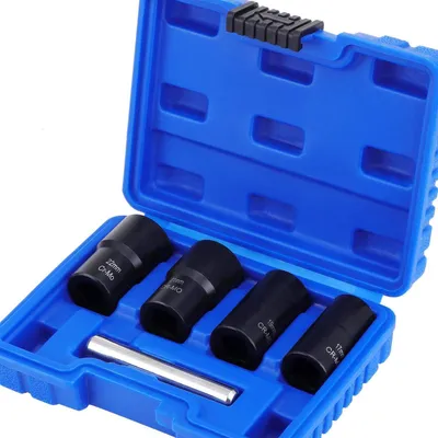 Produktbild von Dreh-Steckschlüssel-Set 1/2 Zoll Antrieb beschädigte Schraubenentferner 17-22 mm 4-teilig mit Tragetasche