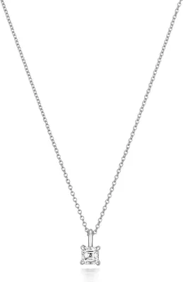 Image de Pendentif et chaîne Femme Or Blanc 750/1000 et Diamant Asscher 0.19 Carat - 46cm*4mm; TRS3737518KW