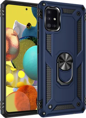 Image de Etui de protection pour Samsung A51 5G, étui double couche robuste testé militairement avec support d'anneau pour Samsung Galaxy A51 5G bleu