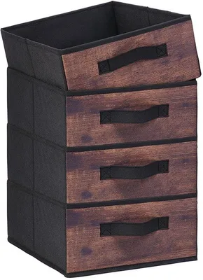 Produktbild von Klappbare Stoffbehalter, Schubladen-Organizer, Holzoptik, 4er-Set