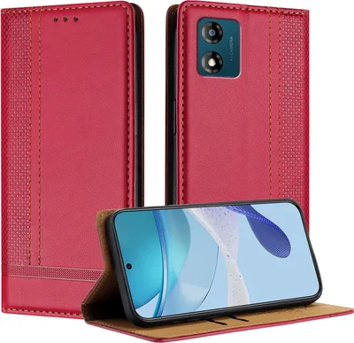 Obrázek produktu pro Pouzdro pro Motorola Moto E13 kožené flipové pouzdro s funkcí stojánku červené
